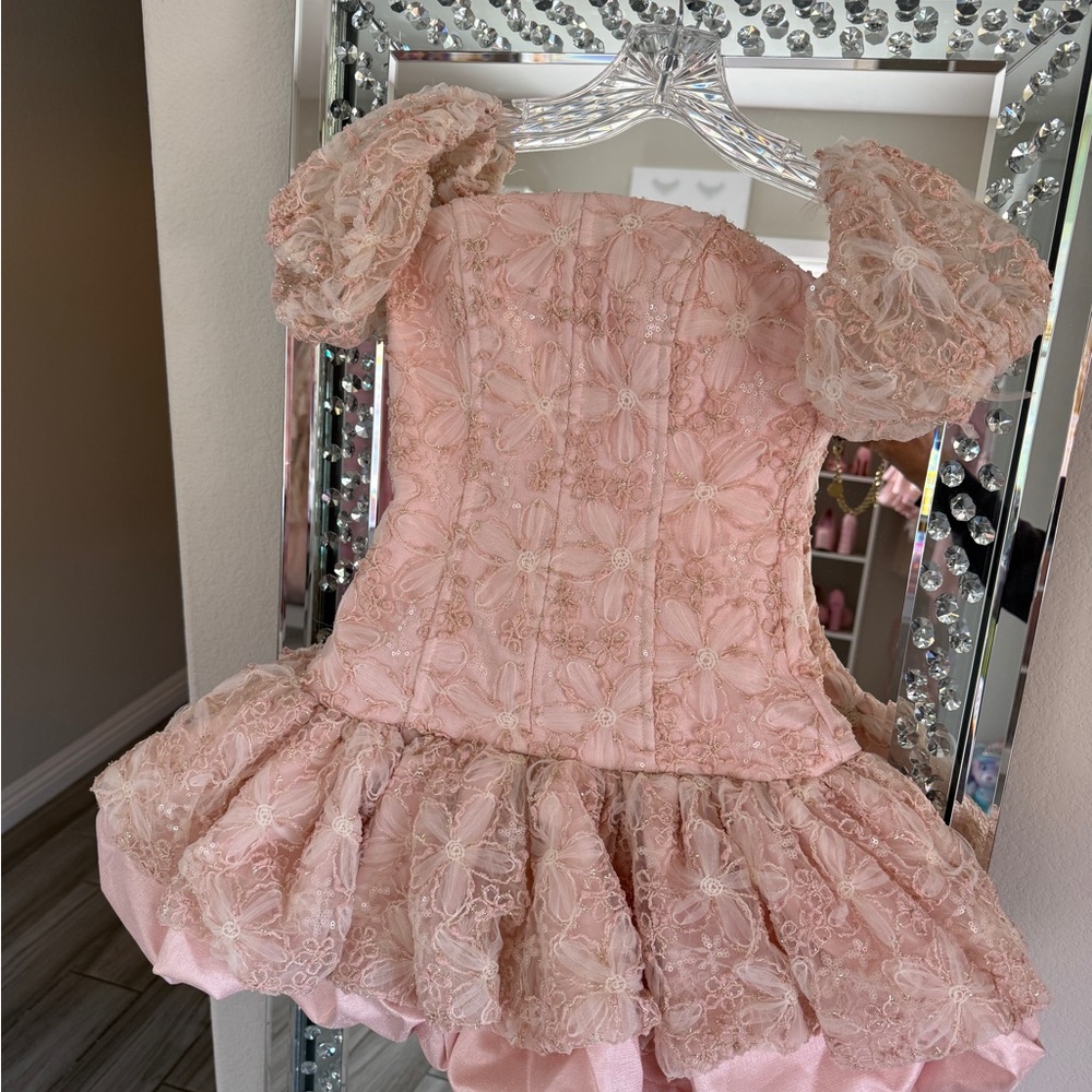 “Innovare Denim” Pink Bubble Hem Dress - Picture 5 of 9